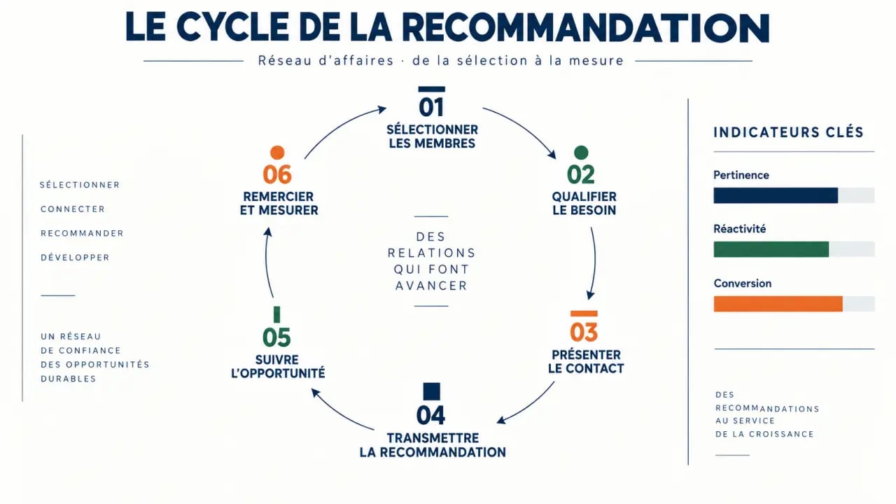Cycle visuel pour structurer un réseau d'affaires de recommandation