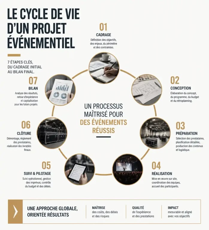 Cycle de vie d'un projet événementiel : étapes clés de la gestion de projet événementiel
