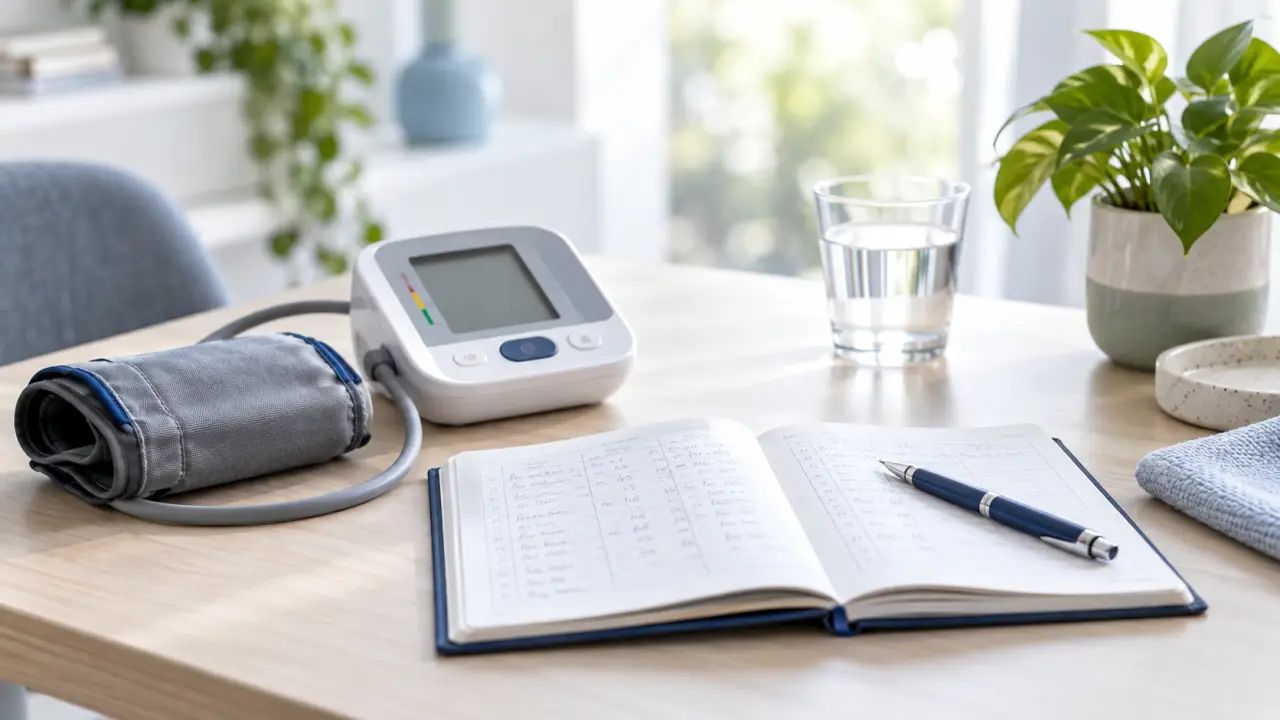 Tensiomètre posé sur des documents médicaux