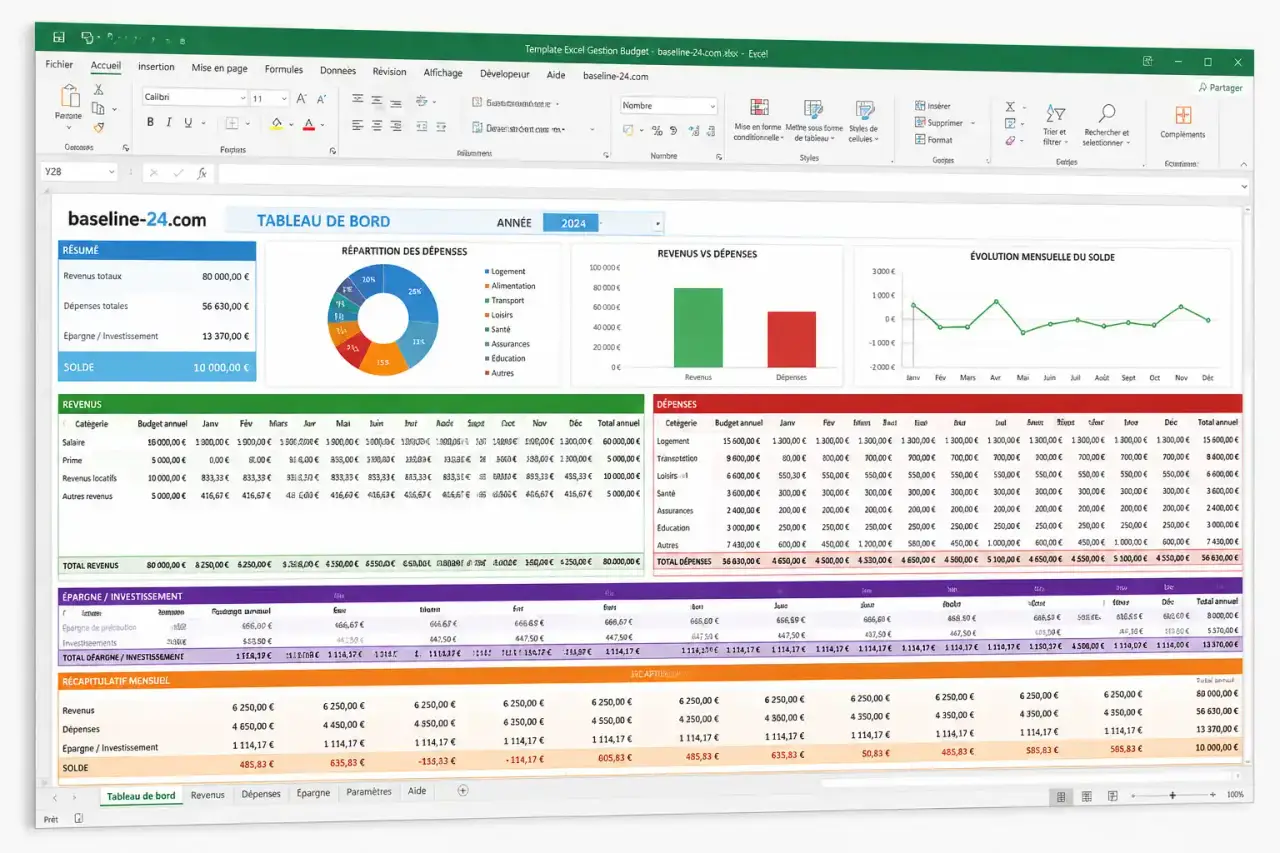 Template Excel gestion budget : le tableau à télécharger sans toucher aux formules