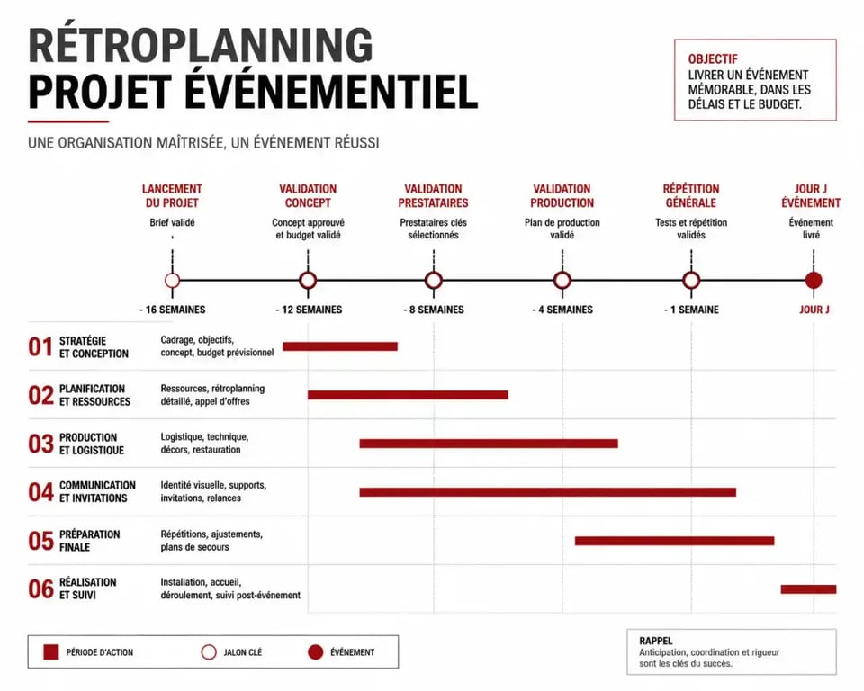 Exemple de rétroplanning pour la gestion de projet événementiel